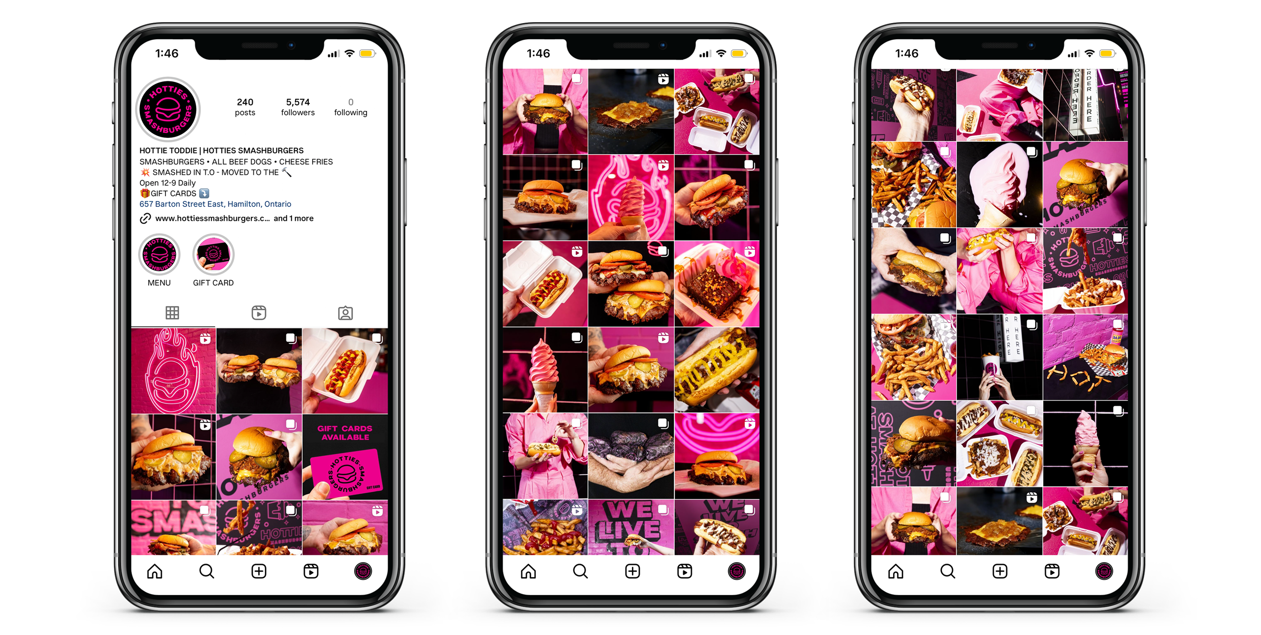 Hotties Smash Burgers social media content creation management Instagram feed