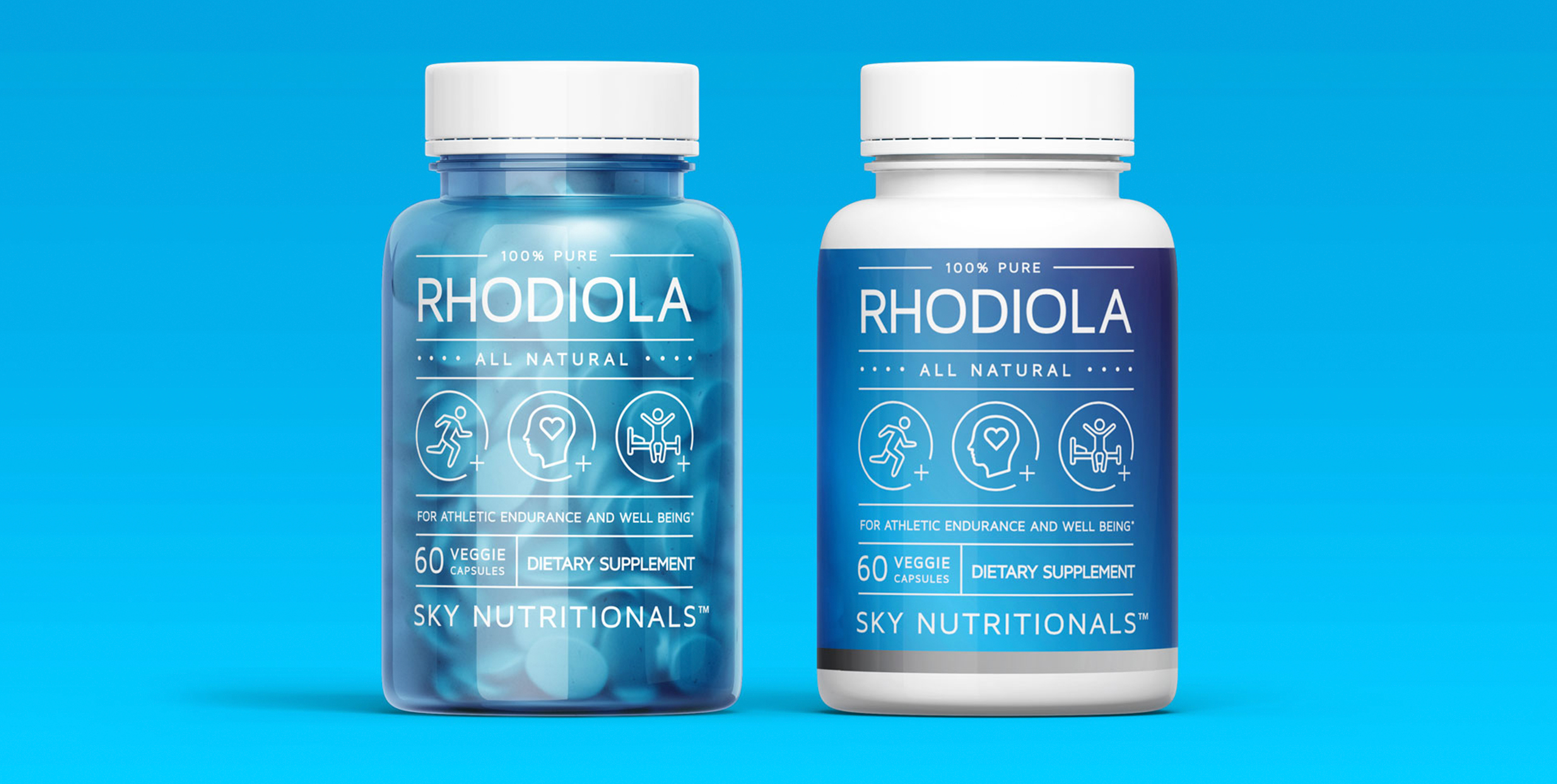 Sky Nutritionals rhodiola bottle packaging design 