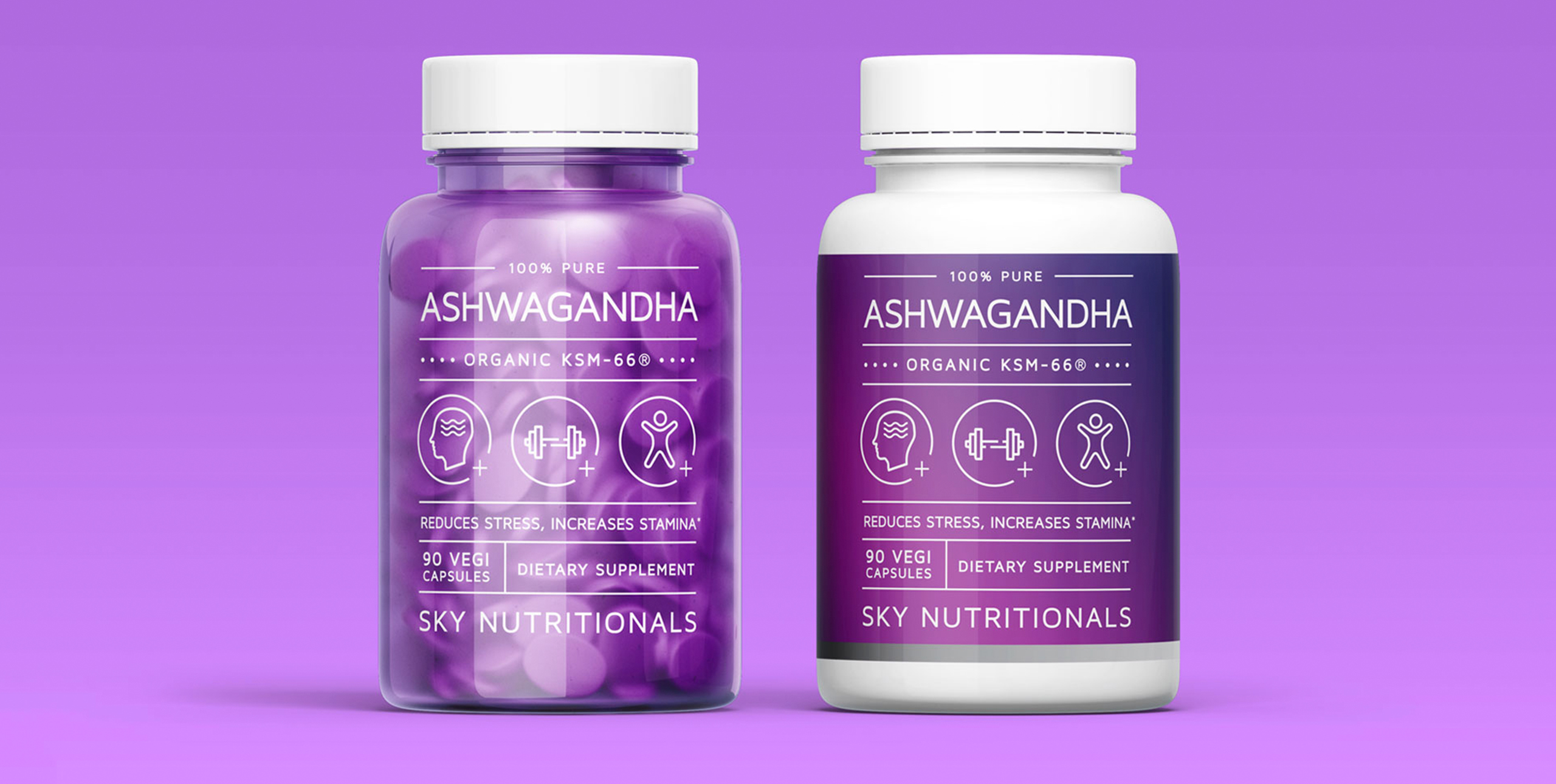 Sky Nutritionals ashwaganda bottle packaging design 