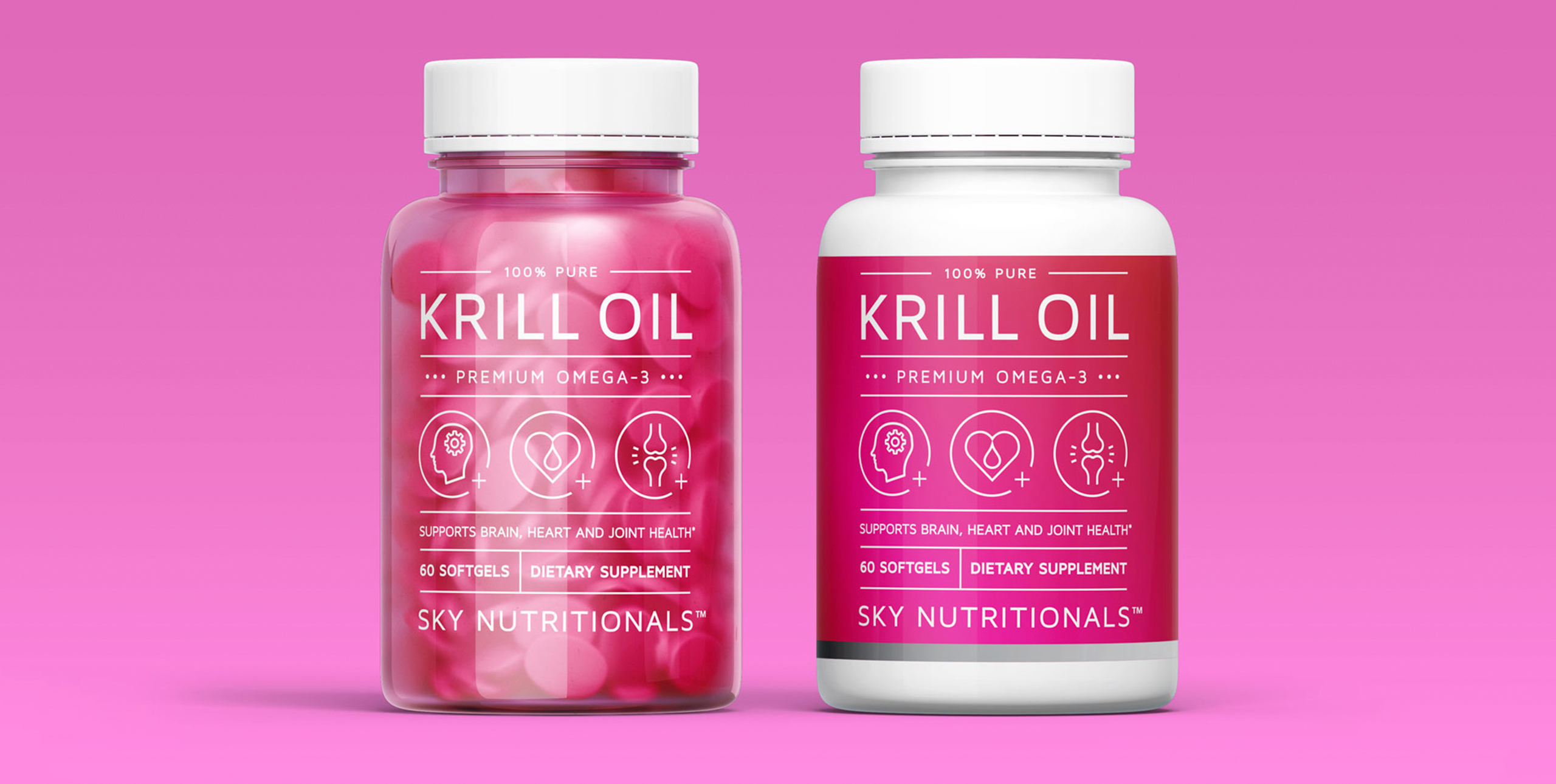 Sky Nutritionals krill oil bottle packaging design 
