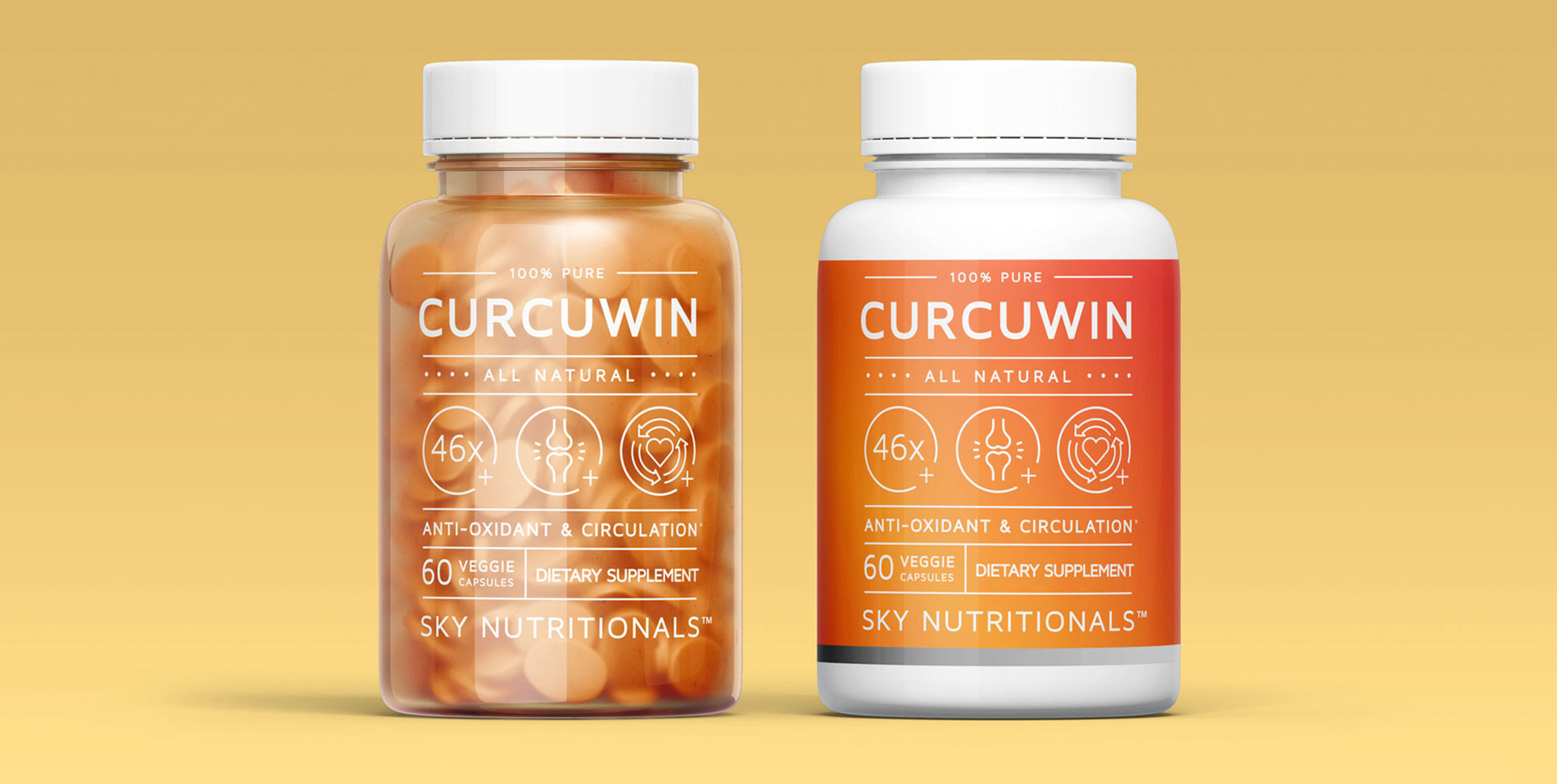Sky Nutritionals curcuwin bottle packaging design 